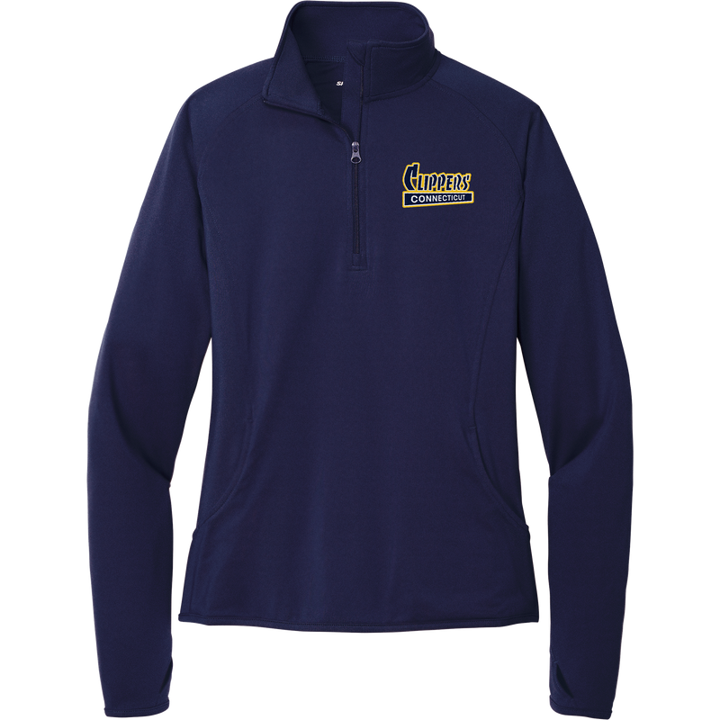 CT Clippers Ladies Sport-Wick Stretch 1/4-Zip Pullover