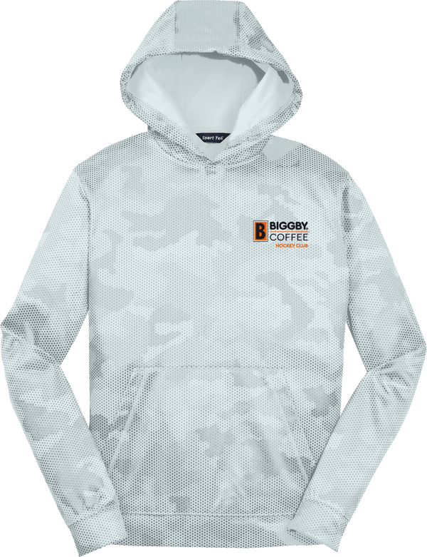 Biggby Coffee Hockey Club Youth Sport-Wick CamoHex Fleece Hooded Pullover